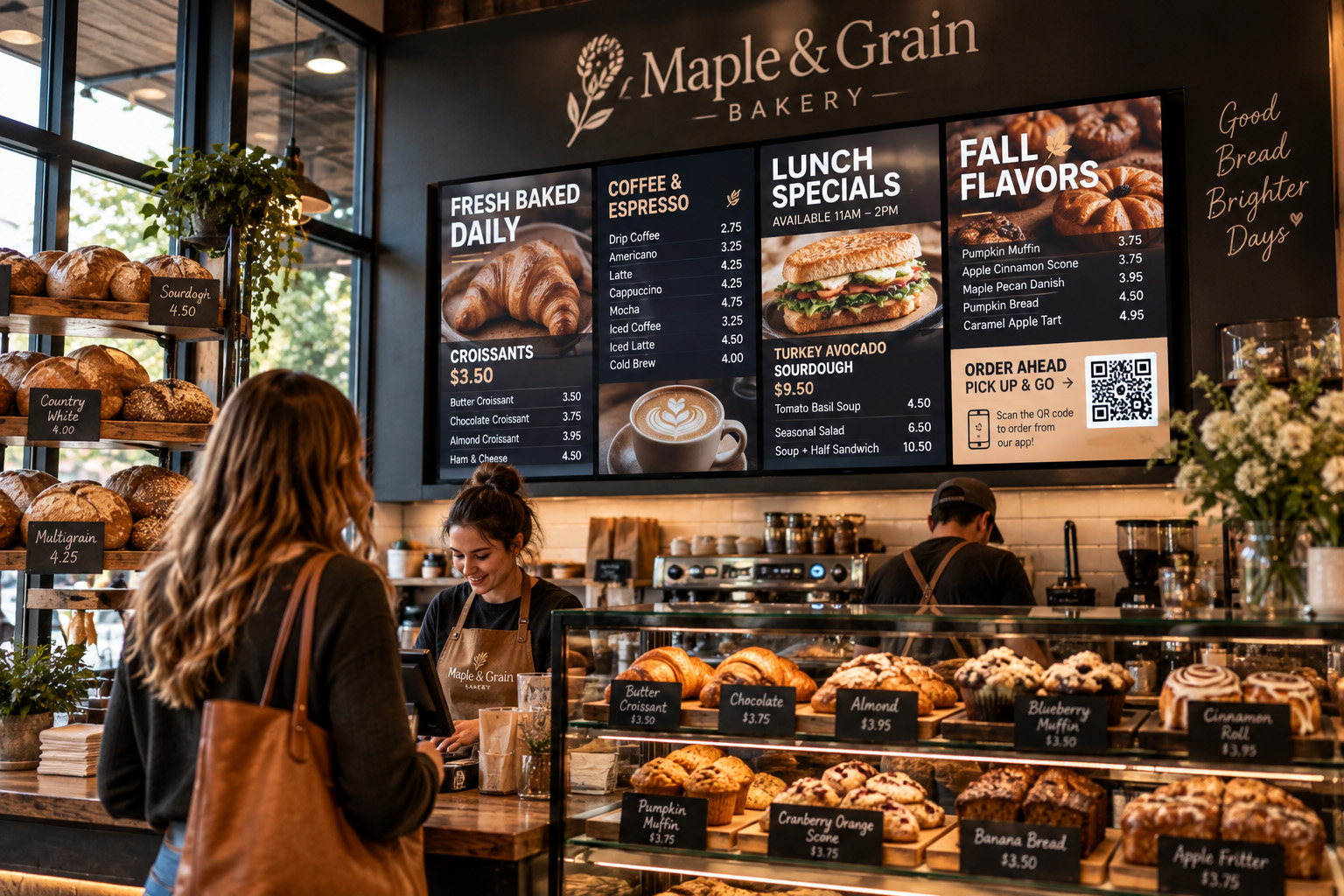 Digital menu system in bakery