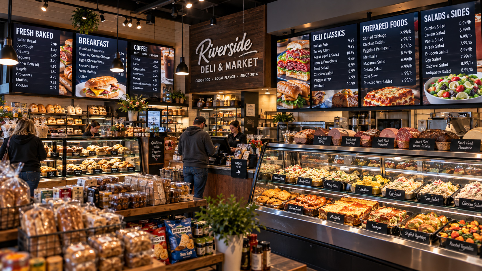 Digital menu system in deli and market